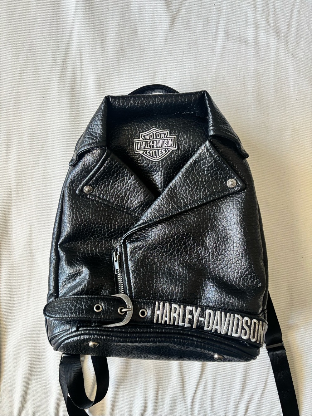 Harley-Davidson Black Textured Moto Jacket Backpack